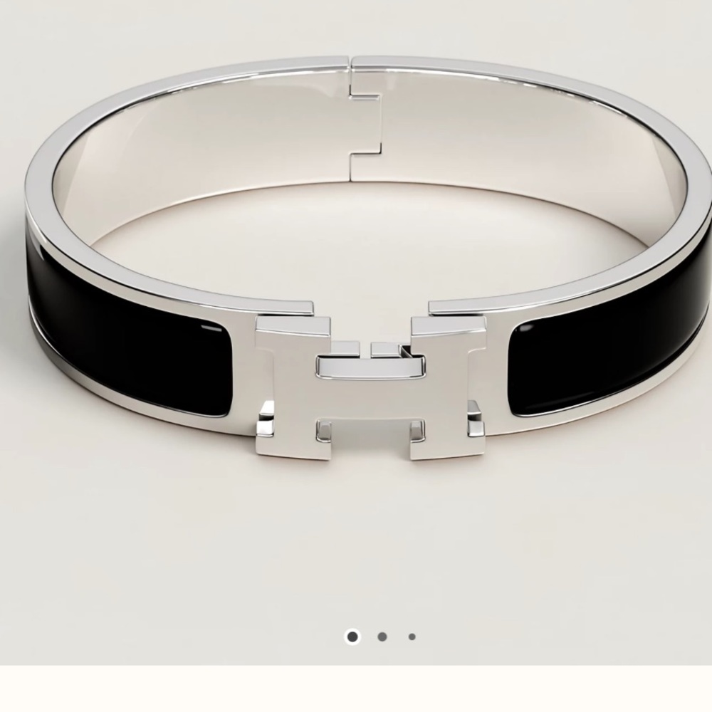 Hermes Clic Bracelet - Silver and Black
